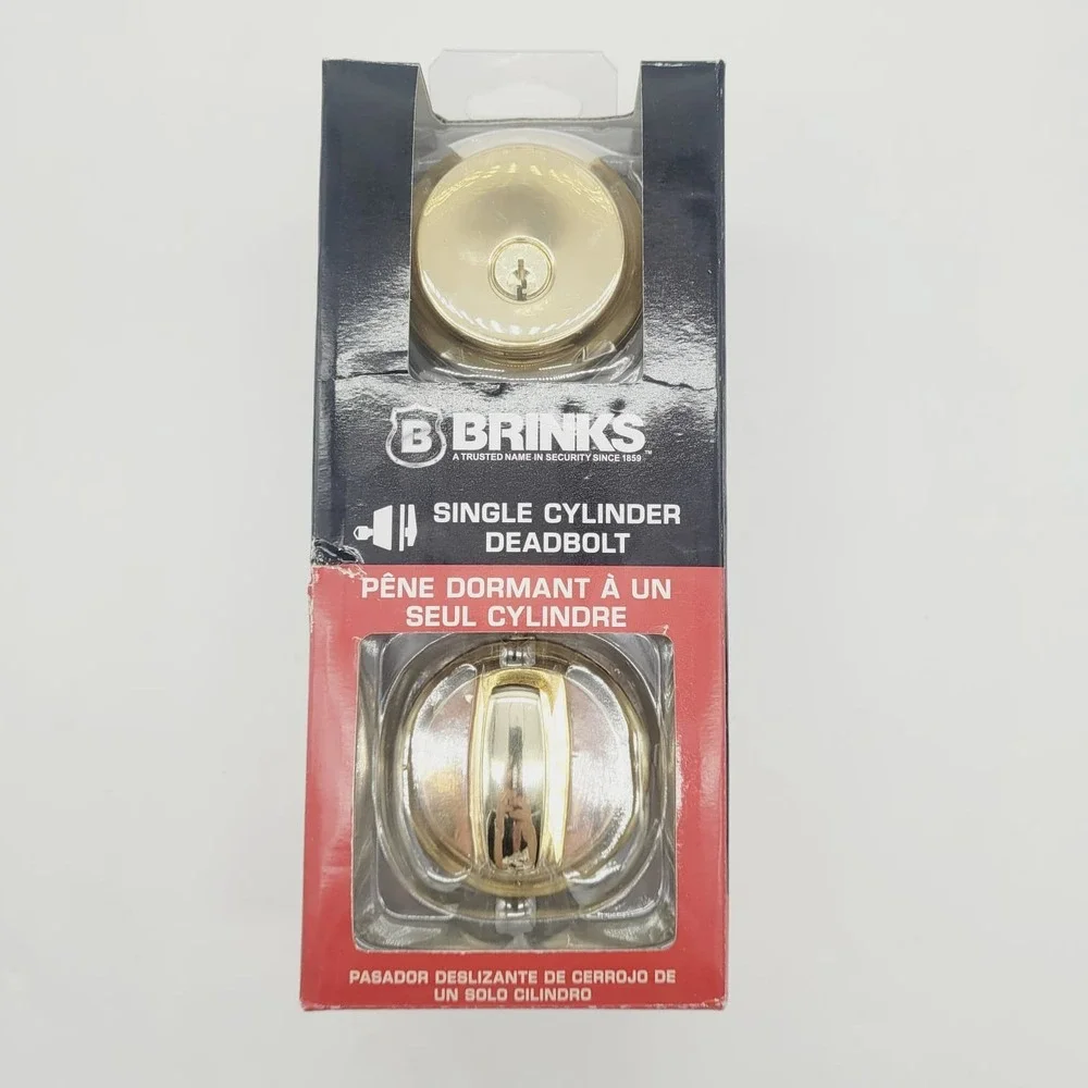 Brinks Polished Brass Push Pull Rotate Deadbolt‎ Steel Door Security Lock